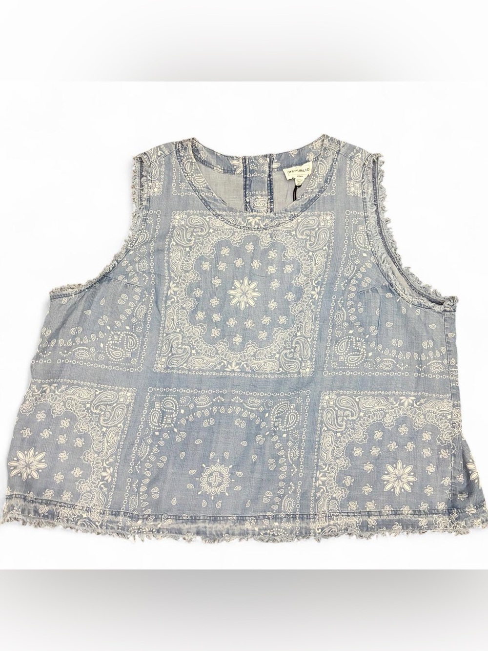 For The Republic Light Blue Bandana Print Sleeveless Tank Top